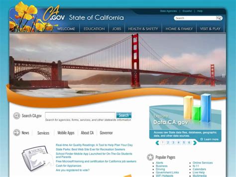 state of california home page.